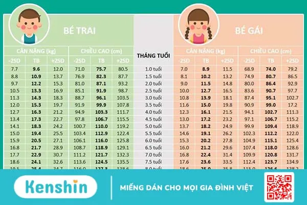 chiều cao cân nặng của trẻ 6 tuổi bao nhiêu là chuẩn 1