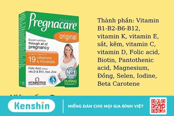 Bảng thành phần giàu vitamin khoáng chất của viên uống Pregnacare